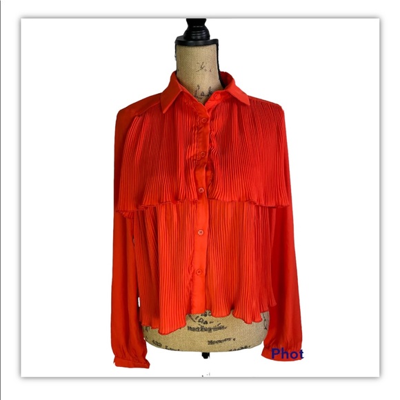 Boho Nasty Gal Jacket/Blouse Orange Button Up Lightweight Summer 4 Size New - Picture 1 of 13
